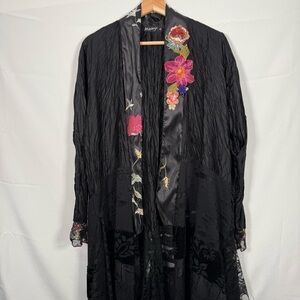 Vintage Lee Andersen Art to Wear Floral Duster Embroidered‎ Long Opera Coat Sz S